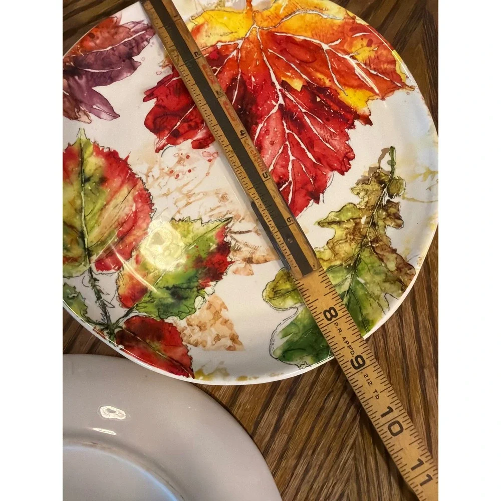 Pier 1 Wildwood Leaves Ironstone Salad Plate Fall Autumn Botanical 8.25 Inch